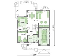 Проект двухэтажного особняка с полукруглыми террасами и балконами