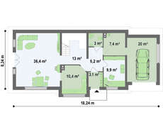 Проект дома с эркером и мансардой для узкого участка