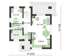 Схема красивого двухэтажного жилья с двумя классическими балконами