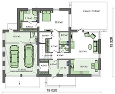 Схема оригинального двухэтажного особняка с просторными помещениями