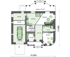 План восхитительного двухэтажного жилого дома с полукруглой верандой и эркерами