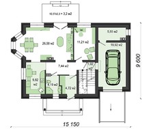 План двухэтажного комфортного дома, с кирпично-каменным декором