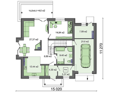 Планировка живописного мансардного дома с роскошным декором