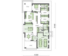 Схема комфортабельного одноэтажного жилого дома на 3 спальни и 3 санузла