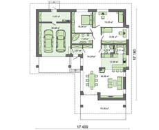 Одноэтажный жилой дом уникальной планировки с просторным гаражом