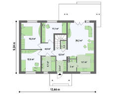 Проект одноэтажного дома с чердаком традиционного стиля