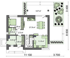 Проект  двухэтажного дачного домика