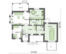 Оригинальный проект двухэтажного дома со спальней в эркере