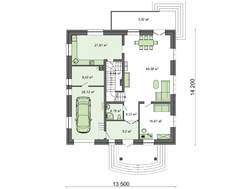 Схема уникального двухэтажного коттеджа красивой расцветки