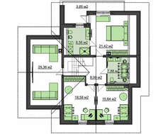 Проект коттеджа с мансардой и французскими балконами
