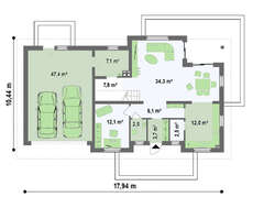 Проект стильного дома с гаражом для двух автомобилей