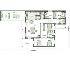 Одноэтажный дом с блоками жилых и нежилых помещений