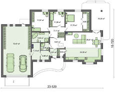 Планировка красивого дома в один этаж на 233 кв. м