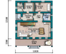 Проект дома площадью 208 кв. м с деревянным вторым этажом