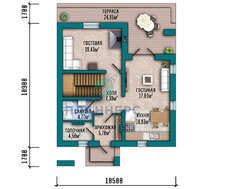 Схема двухэтажного дома площадью 156 кв. м со стильной открытой террасой