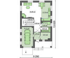 Проект двухэтажного коттеджа площадью 150 кв. м с великолепным центральным фасадом