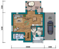 Схема двухэтажного дома площадью 197 кв. м, декорированного искусственным камнем