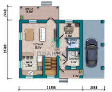 План коттеджа в два этажа площадью 158 кв. м с террасой и балконом