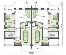 План стильного коттеджа на двух хозяев общей площадью 416 кв.м