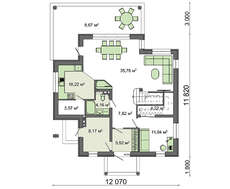 Схема стильного дома в два этажа общей площадью 178 кв. м с балконом и открытой террасой