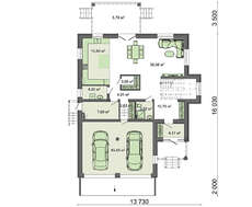 Схема большого коттеджа площадью 262 кв. м с эркером