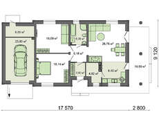 Современный одноэтажный дом с пристроенным гаражом