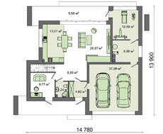План великолепного белоснежного дома площадью 224 кв. м с оригинальным декором