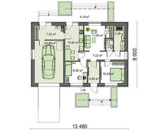 План дома площадью 98 кв. м для дачной или тесной городской застройки