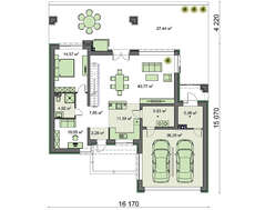 Проект стильного дома площадью 250 кв.м с гаражом на две единицы автотранспорта
