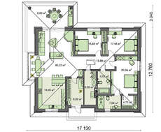 План коттеджа площадью 172 кв. м с просторной террасой и зоной барбекю