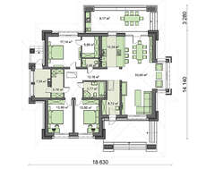 Проект дома со сложной крышей площадью 164 кв. м для постоянного проживания