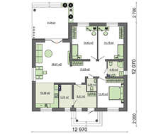 Одноэтажный коттедж, декорированный светло-бежевыми фасадными панелями