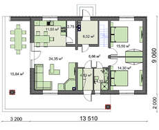 Двухэтажный коттедж с декором из натурального камня