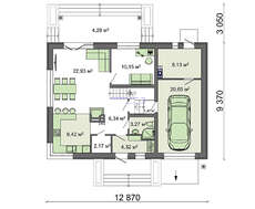 Двухэтажный дом с кирпичным декором первого этажа