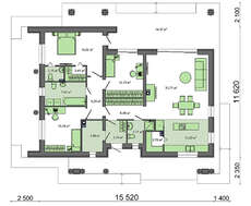 Проект одноэтажного небольшого коттеджа в европейском стиле