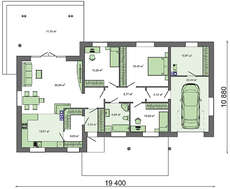 Проект загородного коттеджа с тремя спальнями