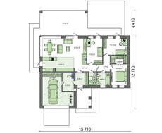 Просторный одноэтажный коттедж с витражными окнами