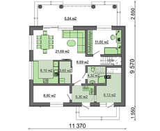 Проект красивого коттеджа с мансардой общей площадью 162 кв.м.