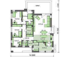 Проект современного одноэтажного дома с плоской крышей площадью 162 кв.м.