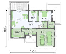 Проект дома с гаражом и дополнительной ночной зоной