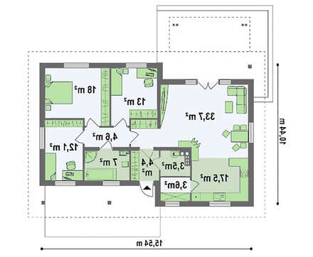 Проект загородного коттеджа с многоскатной крышей