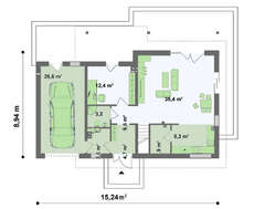 Проект классического коттеджа с террасой над гаражом