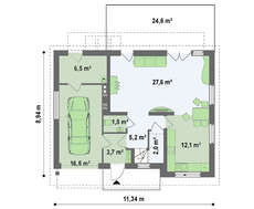Проект традиционного дома со встроенным гаражом