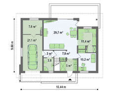 Проект дома с гаражом и кабинетом на первом этаже