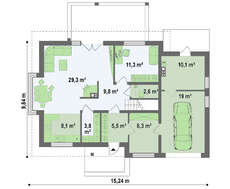 Проект дома с оригинальной мансардой и гаражом