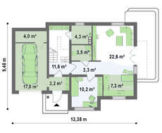 Проект дома с гаражом, на две семьи