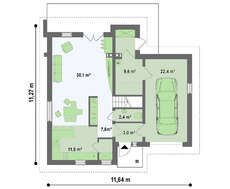 Проект удобного дома с мансардой и гаражом на 1 авто общей площадью 172 кв.м.
