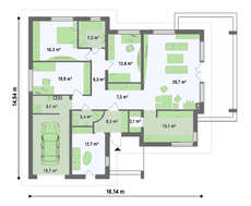Проект уютного классического одноэтажного дома с мансардой и гаражом для 1 машины