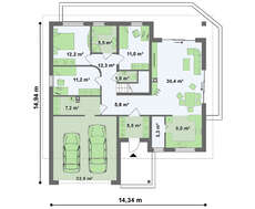 Проект классического дома с мансардой и антресолью над гостиной