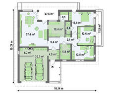 Проект дома с гаражом для двух авто